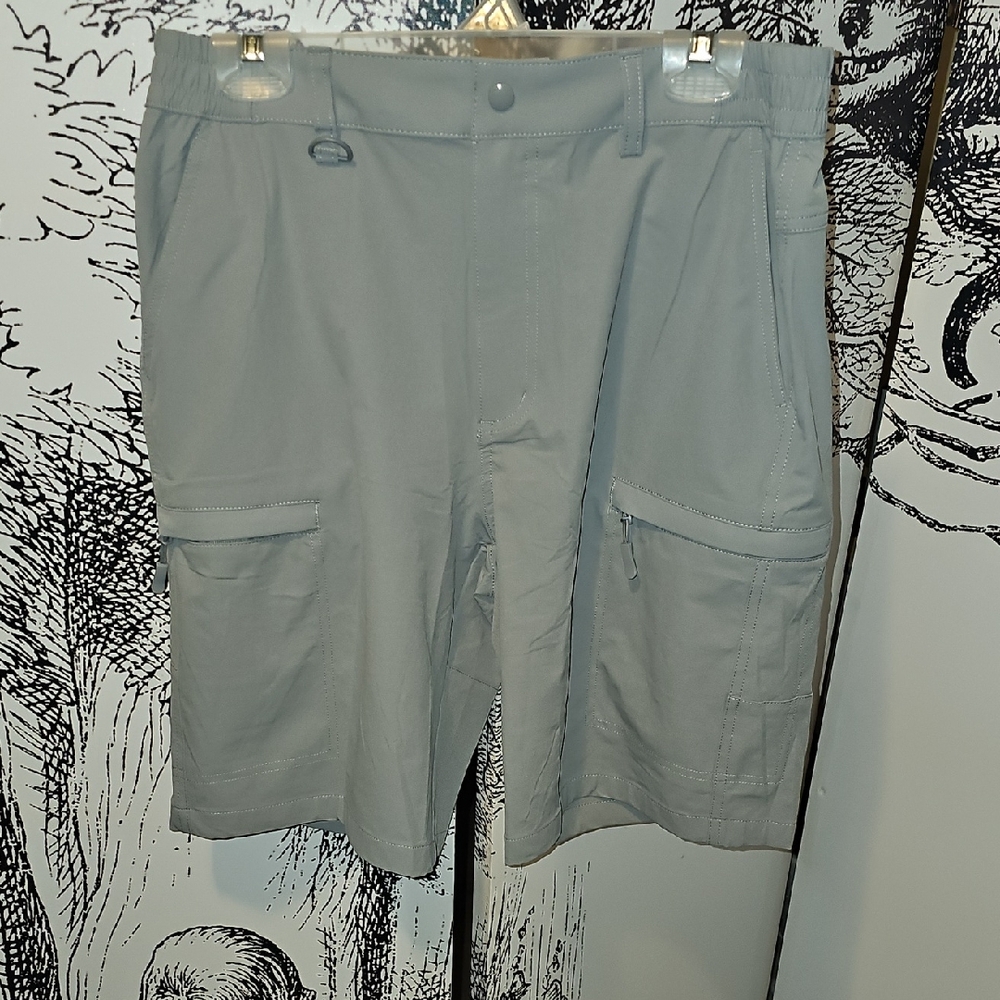 Gray Cargo Shorts with Utilitarian Design